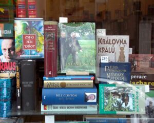 Fotografie knihy ve výkladní skříni Děčínského knihkupectví od diváka Tomáše Horyny.